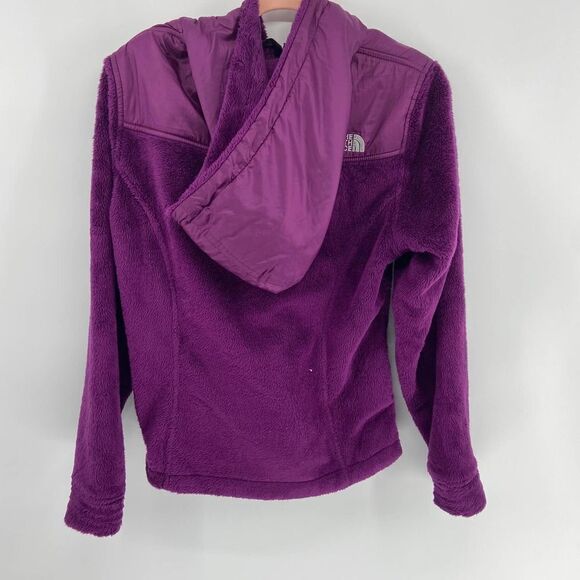 The North Face Purple fuzzy fleece Hooded Full Zip Jacket Womens s - Picture 2 of 6
